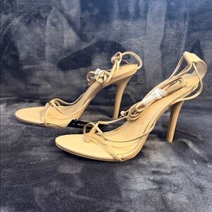 Strappy High Heel Sandals in Beige